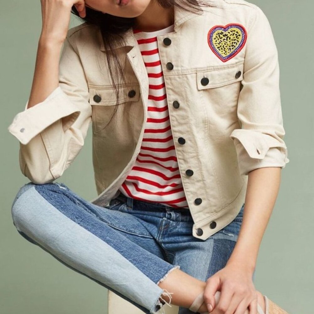 Maison Labiche Ecru Heart Jacket for Anthropologie  - Size XS